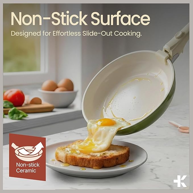 Bakken 17-Piece Ceramic Coated Aluminum Cookware Set Nonstick Pots and Pans with Lids Silicone Cooking Utensils &amp Oven Mitts All Stovetop Safe Up To 500°F PTFE &amp PFAS Free Dishwasher Safe