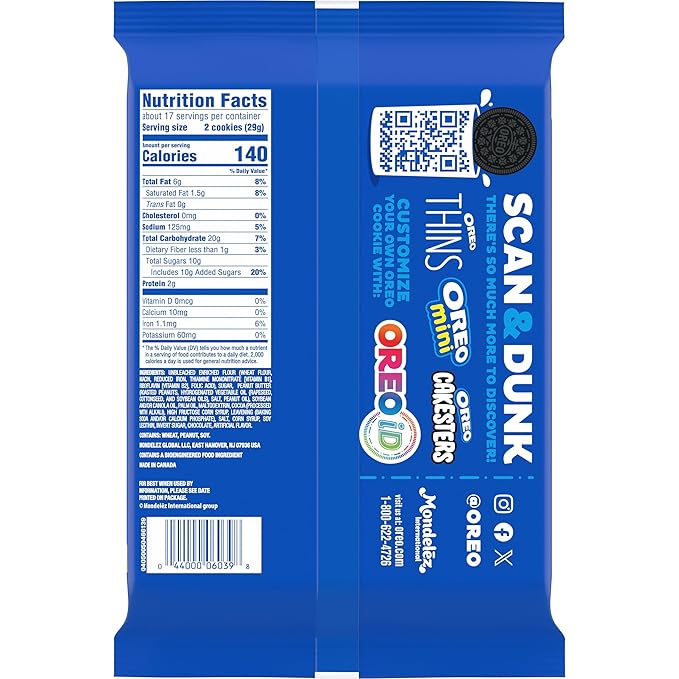 OREO Peanut Butter Creme Chocolate Sandwich Cookies Family Size 17 oz