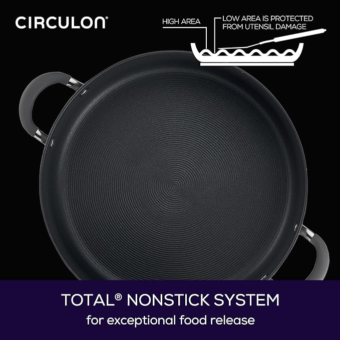 Circulon 83909 Radiance Hard Anodized Nonstick Stock Pot/Stockpot with Lid - 10 Quart Gray