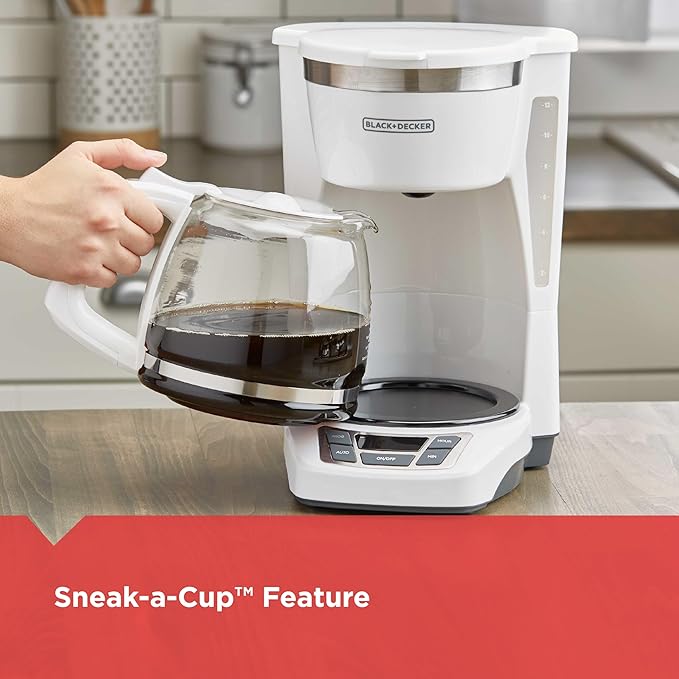 BLACK+DECKER 12-Cup Digital Coffee Maker CM1160B Programmable Washable Basket &amp 12-Cup Digital Coffee Maker CM1160W Programmable Washable Basket Filter