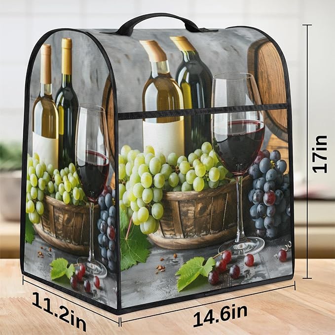 cfpolar Kitchen Aid Mixer Cover Compatible with 6-8 Quarts Fruit Grape Wine Pattern Stand Mixer Cover Kitchen Aid Mixers Accessories Appliance Organizer Bag Dust Covers with Zipper Pocket
