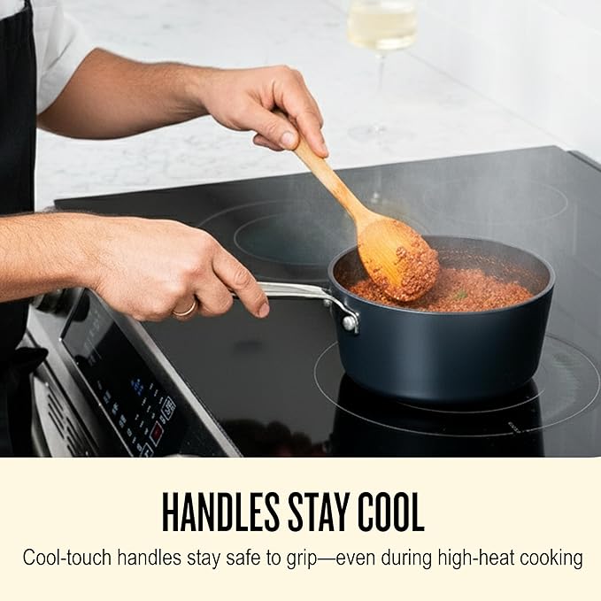 Alva Maestro 7-Piece Ceramic Nonstick Cookware Set – Made Without PTFE PFOA PFAS Non-Toxic Pots &amp Pans with Lids – Induction &amp Oven Safe to 400°F – Even Heat Easy Clean Durable Aluminum