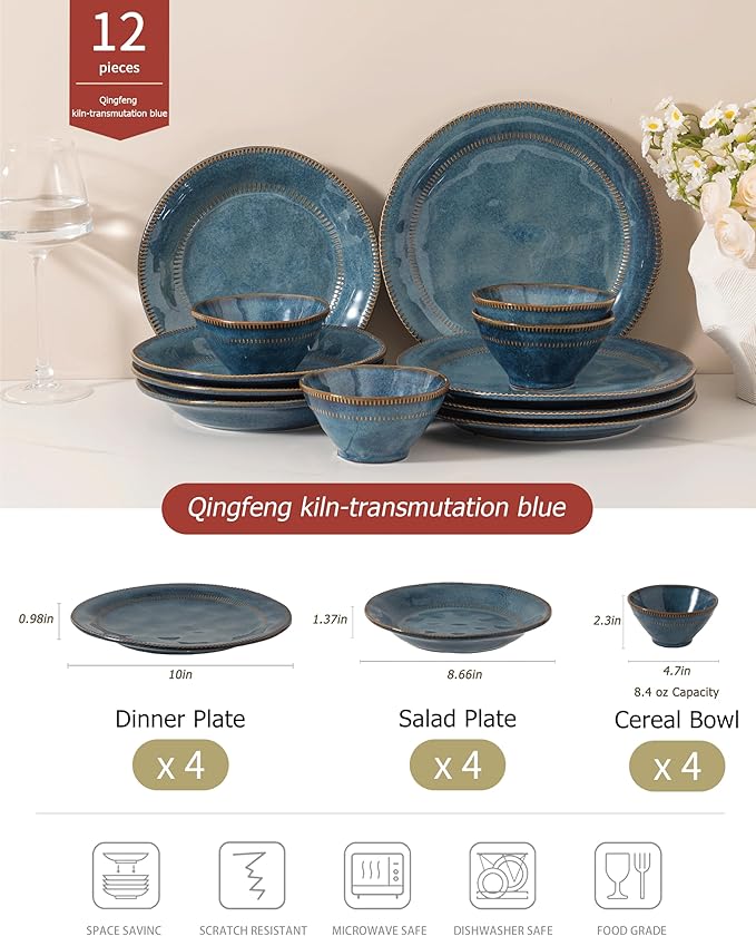 Dinnerware sets plates and bowls sets modern platesCeramic Dinnerware Sets12 Pieces Porcelain Lightweight PlatesScratch Resistant Dish Set (style - 2 4 - Set (12pcs))