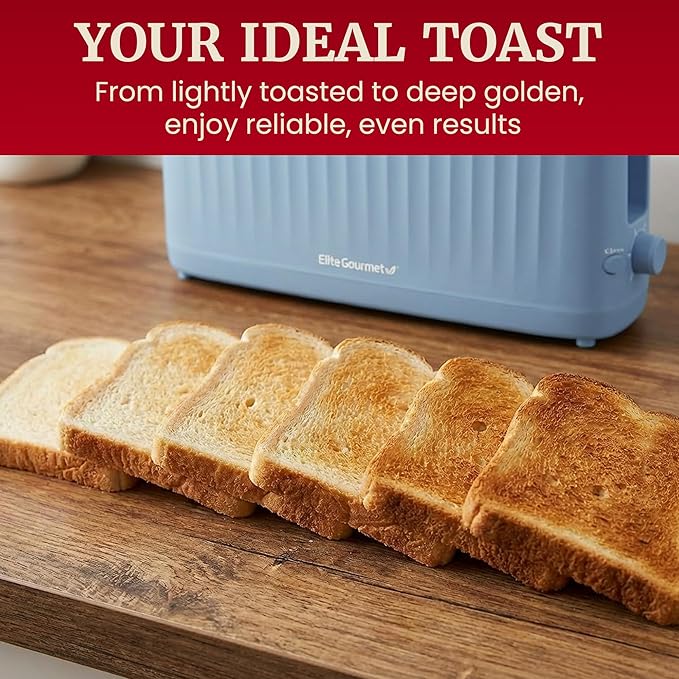Elite Gourmet ECT2517OX SLIMTOAST™ 2-Slice Long Slot Toaster Cool-touch Body 6 Toast Settings &amp Cancel Function Extra Wide 1.5” Slot Easily Fits Bread English Muffins Bagels &amp Waffle Oc