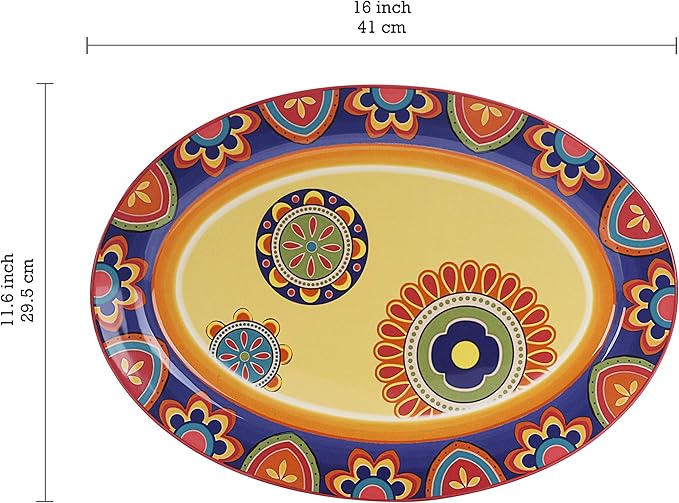 Bico Tunisian Ceramic 16 inch Oval Platter Microwave &amp Dishwasher Safe