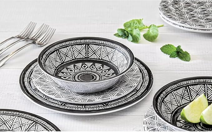 18-Piece Melamine Dinnerware Set Printmaker Design