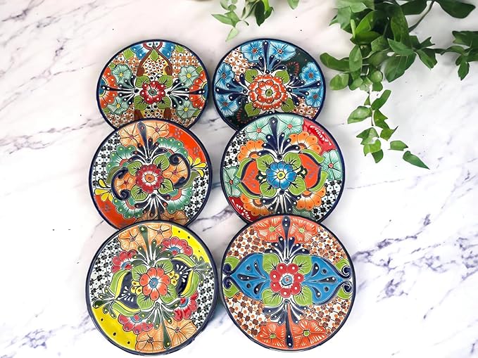 Talavera Dinnerware Set – 24 Piece Hand-Painted Mexican Ceramic Set – Seats 8