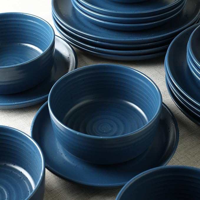 Earth &amp Clay Ion 12-Piece Dinnerware Set Stoneware Blue