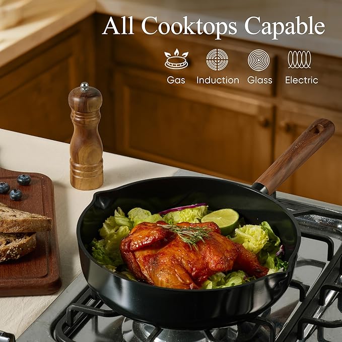CAROTE 21pcs Cookware Set Nonstick Pots and Pans Set Ceramic Cookware Set Induction Cookware Non toxic Healthy Non Stick Kitchen Cooking Set PFAS PTFE Free Black