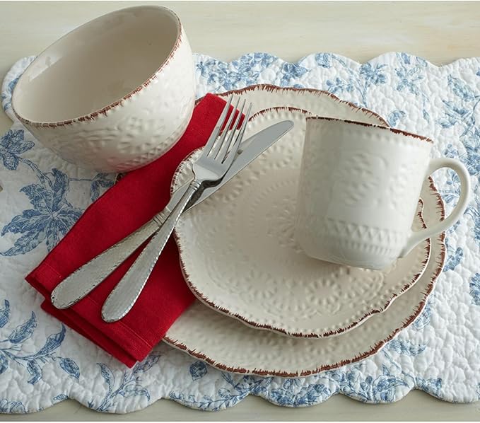 Pfaltzgraff Chateau Cream 16-Piece Stoneware Dinnerware Set Service for 4 Off White
