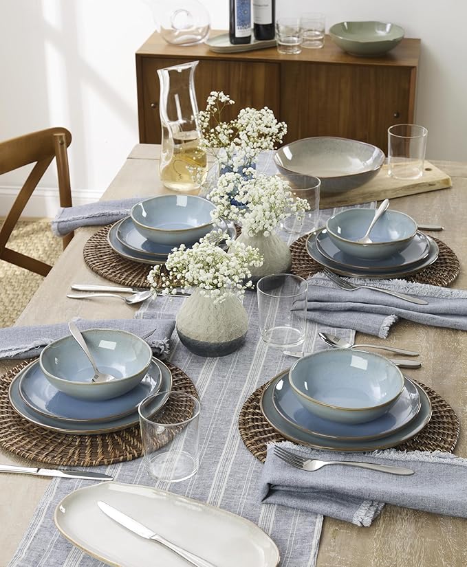 Oneida 899206 Organic Shades Blue 18-Piece Dinnerware Set Service For 6