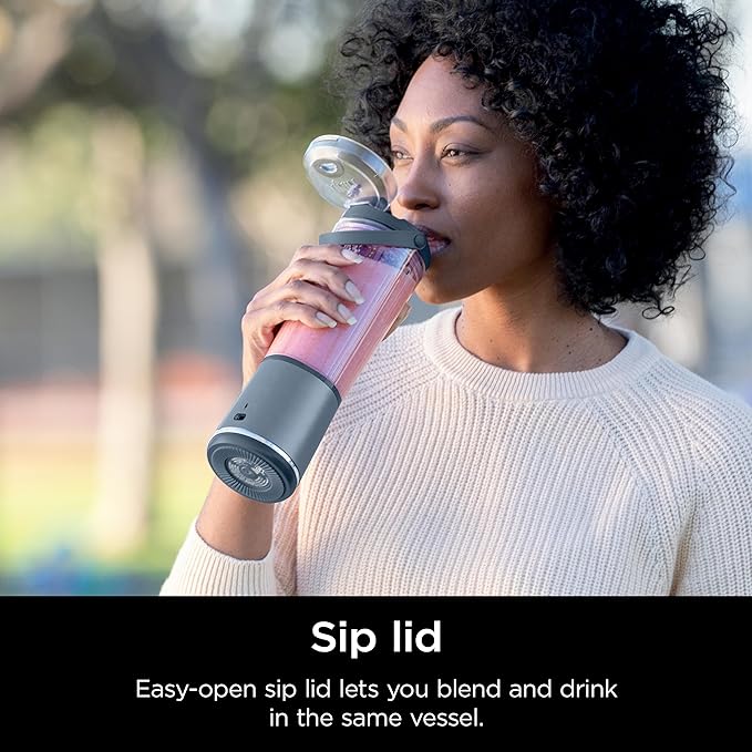 Ninja BC151NV Blast Portable Blender Cordless 18oz. Vessel Personal Blender-for Shakes &amp Smoothies BPA Free Leakproof-Lid &amp Sip Spout USB-C Rechargeable Dishwasher Safe Denim Blue (Ren