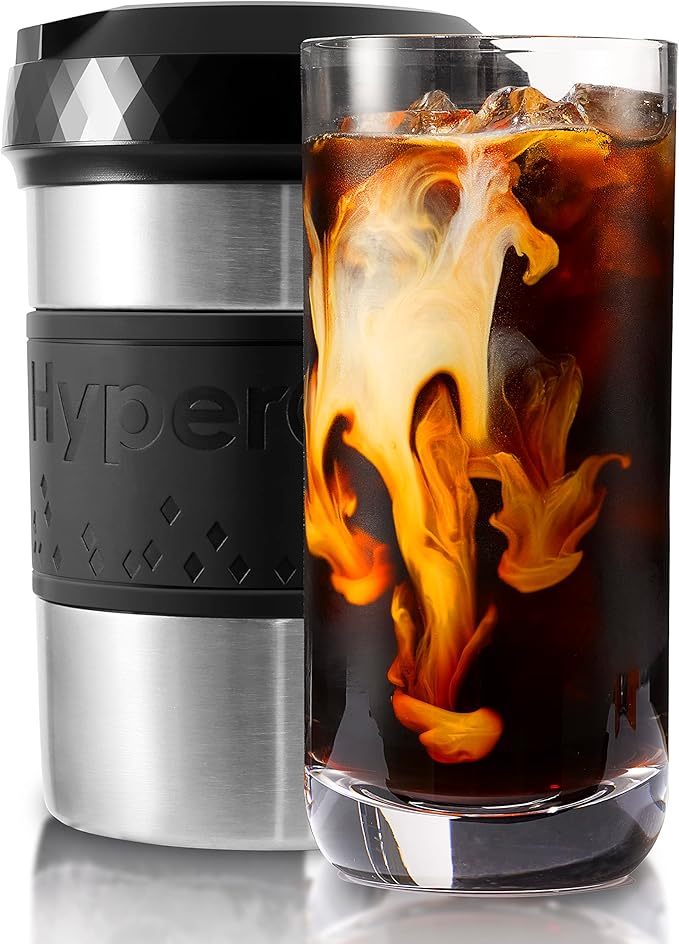 The Original but NEW Stainless-Steel HyperChiller HC2SS Patented Iced Coffee/Beverage Cooler Ready in One Minute Reusable for Iced Tea Wine Spirits Alcohol Juice 12.5 oz Stainless Steel