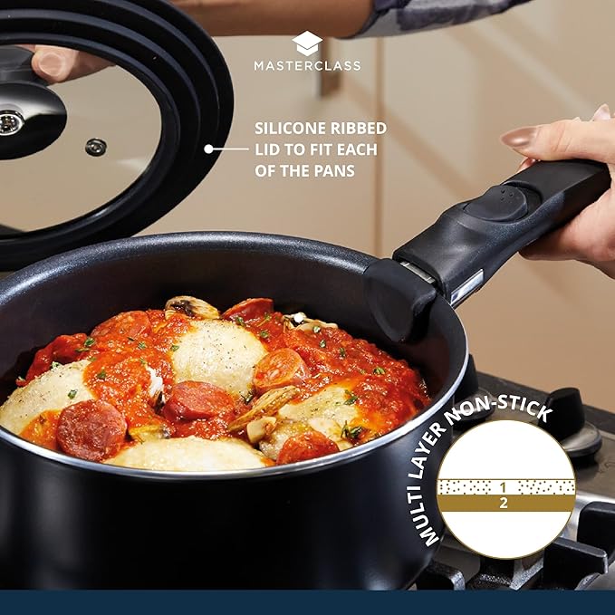 MasterClass Smart Space 3 Piece Non-Stick Induction Saucepan Set