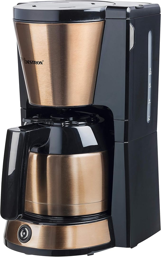 Bestron Coffee Maker with 8 Cups 900 W Stainless Steel Copper Effect