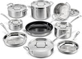 Cuisinart 15 Piece Cookware Set MultiClad Pro Triple Ply Silver MCP-15N