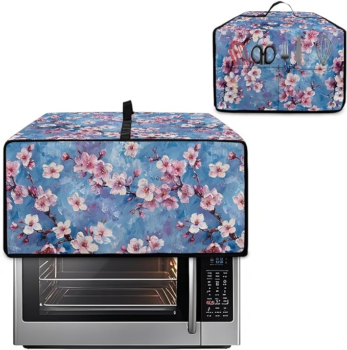 Doojoayie Cherry Blossom Kitchen Toaster Dust Cover Compatible with 8 Slice Toaster Dust Protection Cover Rooster Print Kitchen Decoration Small Appliance Protector