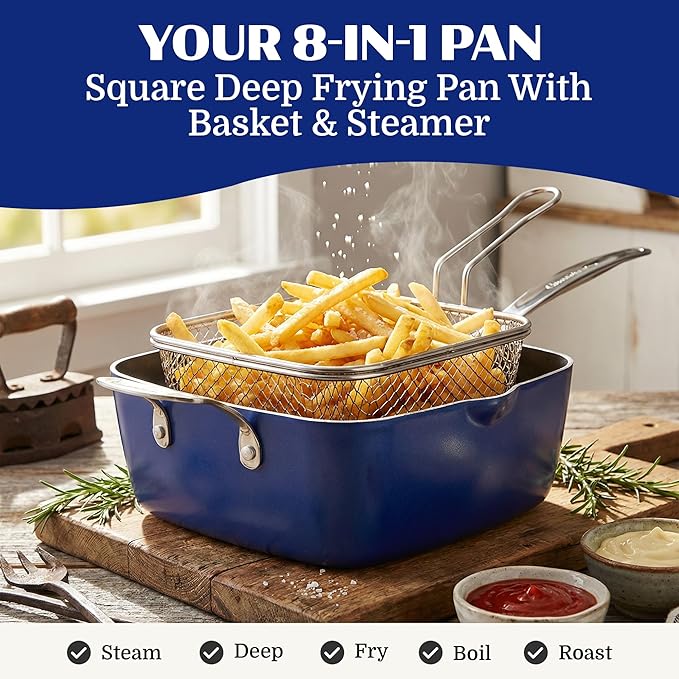 Granitestone Ceraluxe 20 Pc Ceramic Cookware Set Nonstick Complete Pots and Pans Set Non Stick with 5 Pc Bakeware Set Deep Frying Pan Set &amp Steamer Non Toxic PFOA Free Oven &amp Dishwasher S