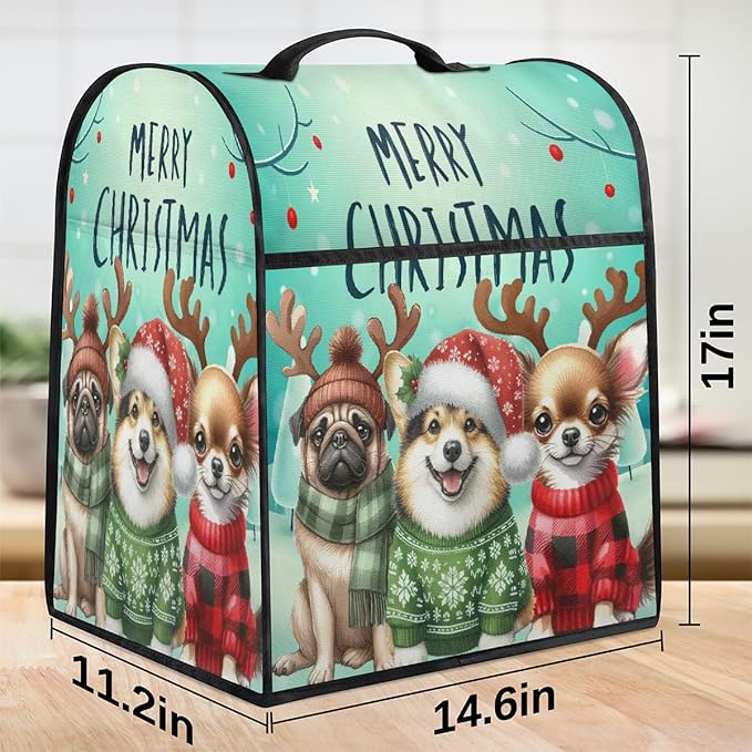 cfpolar Kitchen Aid Mixer Cover Compatible with 6-8 Quarts Christmas Hat Animal Dog Elk Stand Mixer Cover Kitchen Aid Mixers Accessories Appliance Organizer Bag Dust Covers with Zipper Pocket