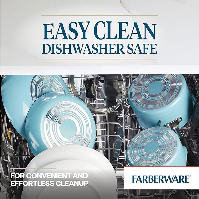Farberware Cookstart DiamondMax Nonstick Jumbo Cooker with Lid and Helper Handle Dishwasher Safe 6 Quart - Aqua