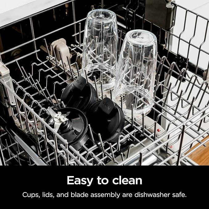 Ninja BN400 Nutri Pro Compact Personal Blender Auto-iQ Technology 1000-Watts for Frozen Drinks Smoothies Sauces &amp More with 18-oz. &amp 24-oz. To-Go Cups &amp Spout Lids Stone Silver (Ren