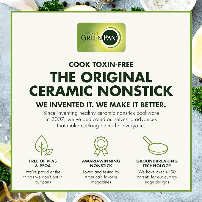GreenPan Paris Pro Hard Anodized Healthy Ceramic Nonstick 14 Piece Cookware Pots and Pans Set with Stainless Steel Lids PFAS-Free Dishwasher Safe Grey