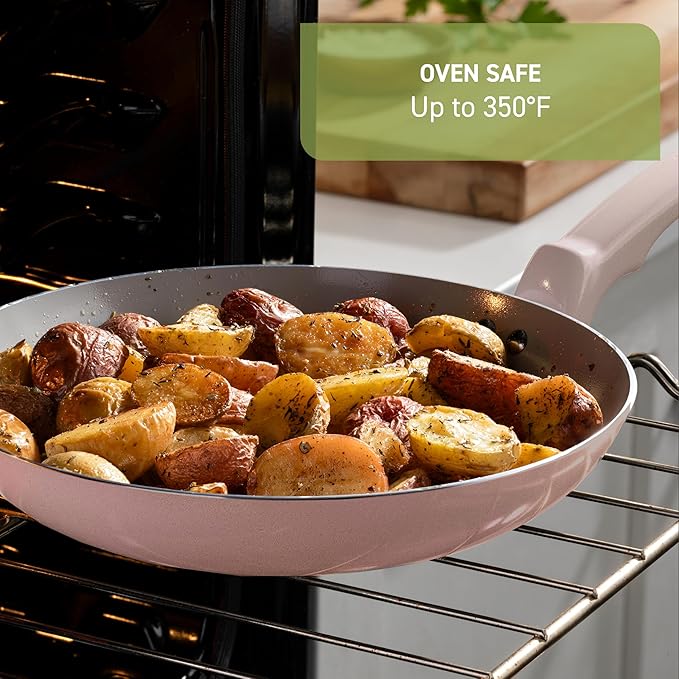T-Fal Refresh Ceramic Nonstick Frying Pan 2-Pc Set 8 &amp 10 Oven Broiler Safe up to 350°F Cookware Ceramic Frying Pan Skillet Pots &amp Pans Grey