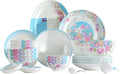 40 Pcs Fine Bone China Dinnerware Set Porcelain &amp Ceramic Dinnerware Sets Bone Stoneware &amp Ceramic Cookware Tableware Set Includes Dinner Plates|Spoons|Pasta Bowls|Soup Pot|Chopsticks