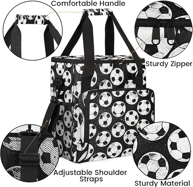 Soccer Travel Coffee Maker Carrying Bag Large Organizer Storage Tote Bag Insulated Reusable Cooler Grocery Bags