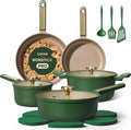 CAROTE Pots and Pans Set Non stick Cookware Set 16pcs NonStick Kitchen Set Induction Cookware Non-Toxic &amp PFOA&ampPFOS-Free Dishwasher Green