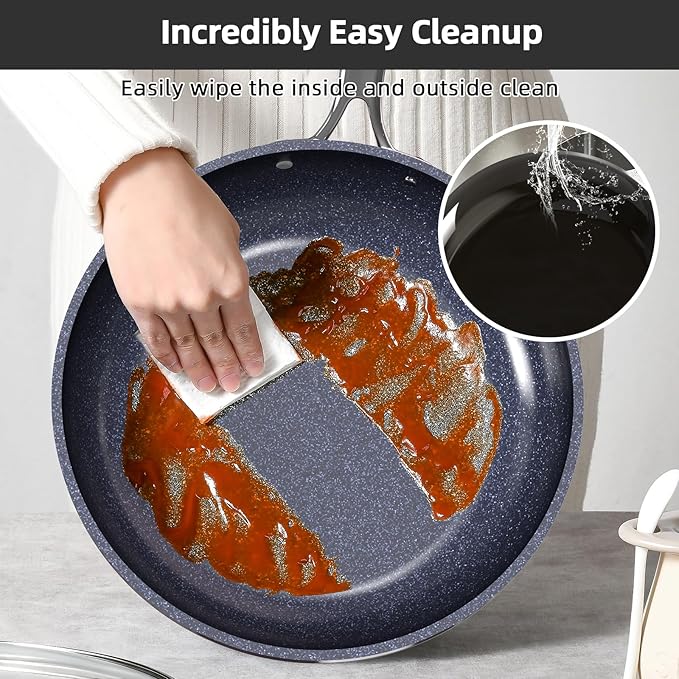 Nuwave Lux 13pc Forged Lightweight Cookware Set PFAS Free Healthy G10 Duralon Ceramic Coating Ultra Non-Stick Stay-Cool Handles Works on All Cooktops &amp Induction Ready