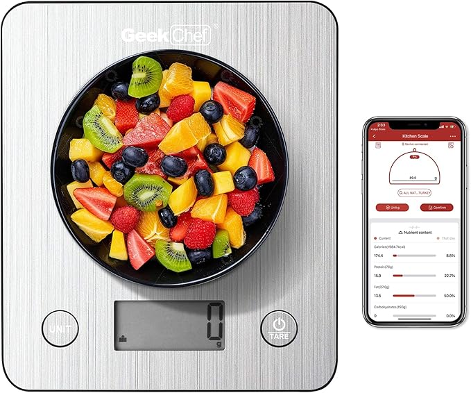 Geek Chef Long Slot Toaster 4 Slice 1.5 Touch Screen Extra Wide Slots for Bagels &amp Waffles 6 Browning Levels Timer Reheat Defrost Cancel Function and Digital Scale with App