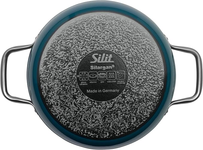 Silit Compact 4-Piece Induction Saucepan Set with Glass Lid Silargan Functional Ceramic Induction Pots Set Nickel-Free Petrol Blue