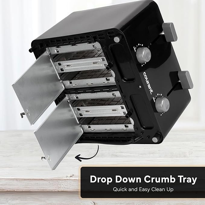 Courant Classic 4 slice Toaster with drop down crumb tray for easy cleaning Black