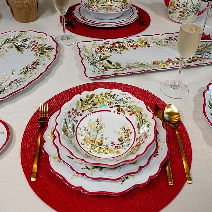 Certified International Christmas Gatherings 12 pc Melamine Dinnerware Set Service for 4