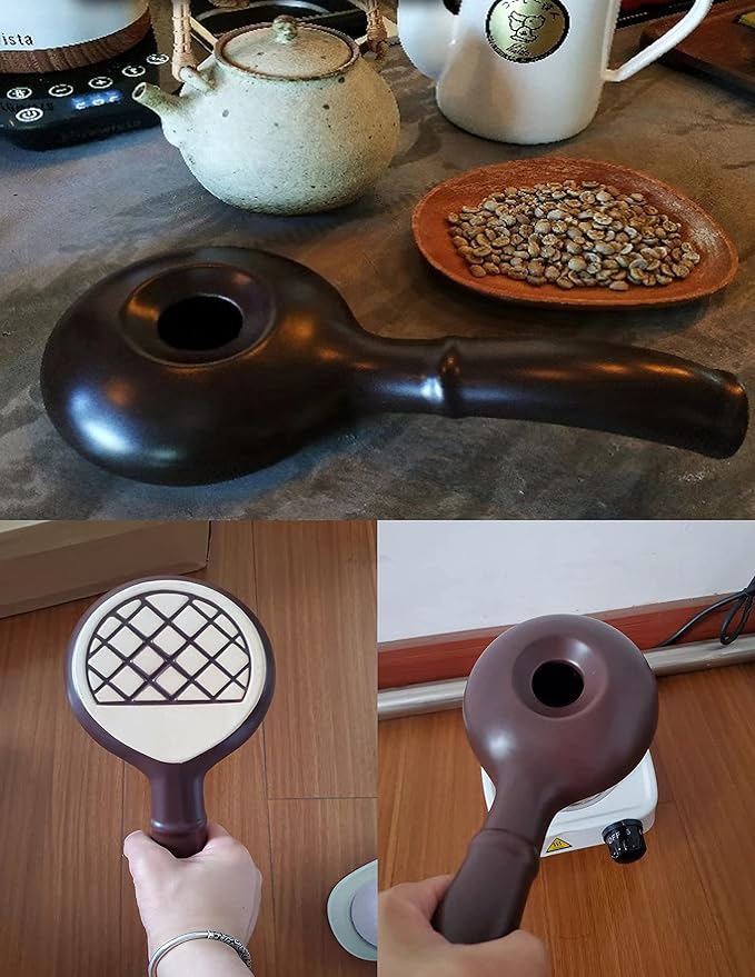 Ceramic Coffee Roaster Machine for Home Use Handy Stovetop Coffee Bean Roaster with Extended Handle Manual Coffee Baking Tool