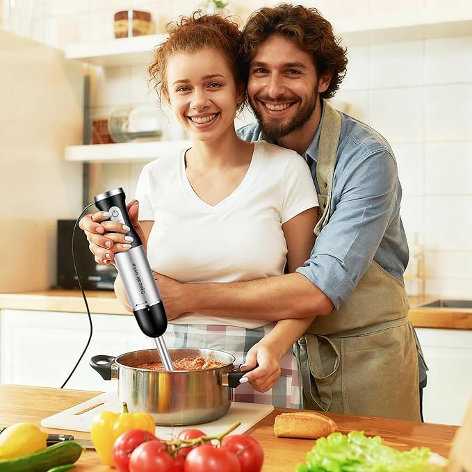 Upgraded Blender Handheld 1100W 30 Speed Settings Max 15500 RPM 5 in 1 Hand Blender with Milk Frother Handheld Food Processor Batidora De Mano Electrica Kitchen Appliances Black
