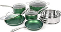 Granitestone Diamond Granite Stone Classic Emerald Pots and Pans Set with Ultra Nonstick Durable Mineral &amp Diamond Tripple Coated Surface Stainless Steel Stay Cool Handles 10 Piece Cookware Gre