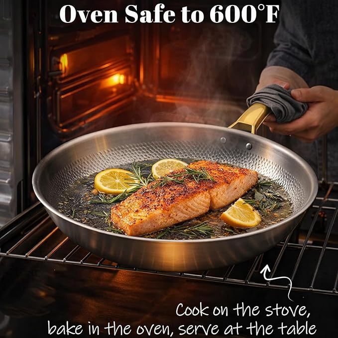 100% Pure Titanium Pan Pro Cookware Set 18cm Milk Pan + 24cm Stock Pot + 28cm Hammered Fry Pans Induction &amp Gas Compatible Easy Clean Oven &amp Dishwasher Safe (7.08+9.44+11.02in)