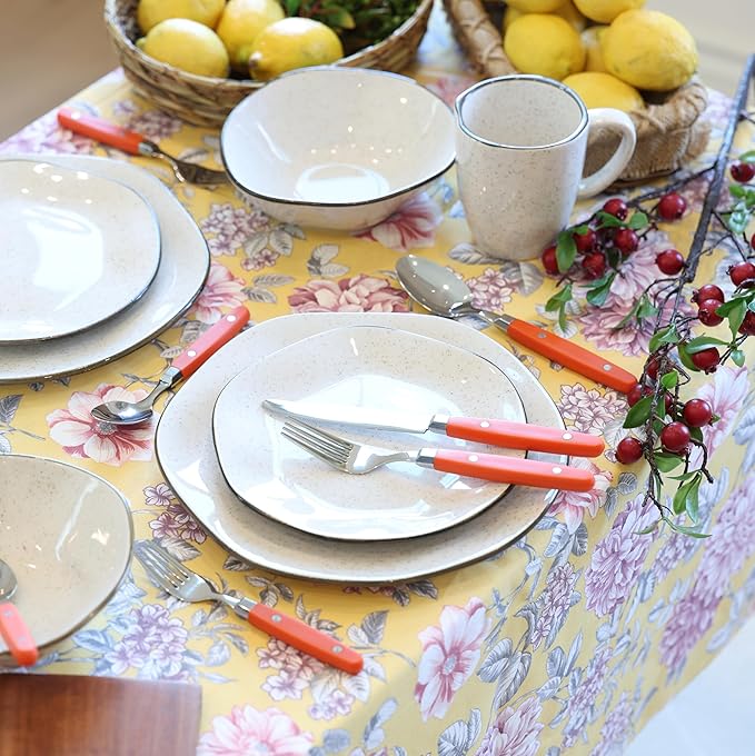 ANNOVA Silverware Set Retro/Rivet Colorful Stainless Steel Tableware Kitchen Flatware Set Utensils Includes Dinner Knives Forks Spoons Salad Forks &amp Dessert Spoons (Orange 20 Pieces)