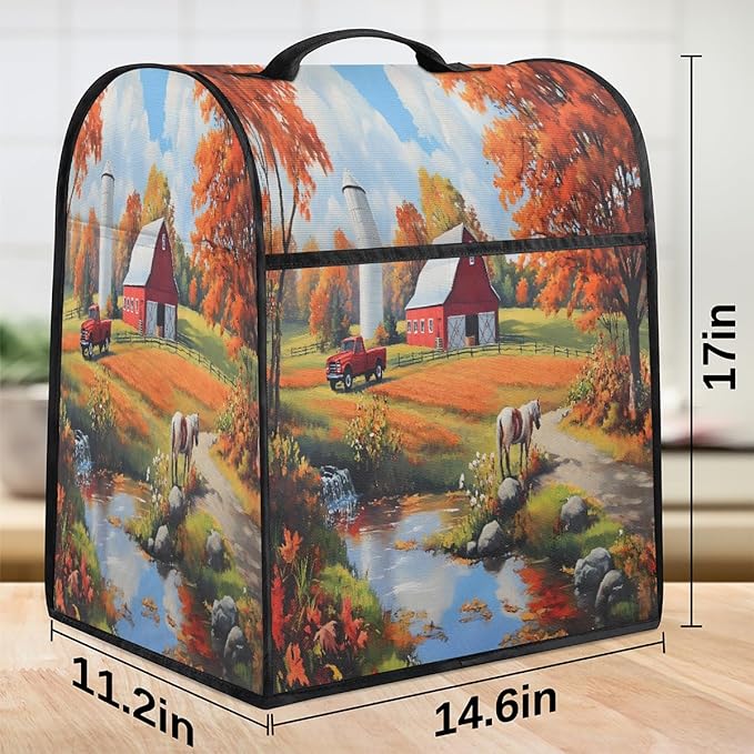 cfpolar Kitchen Aid Mixer Cover Compatible with 6-8 Quarts Fall Pumpkin Truck Horse Farm Stand Mixer Cover Kitchen Aid Mixers Accessories Appliance Organizer Bag Dust Covers with Zipper Pocket