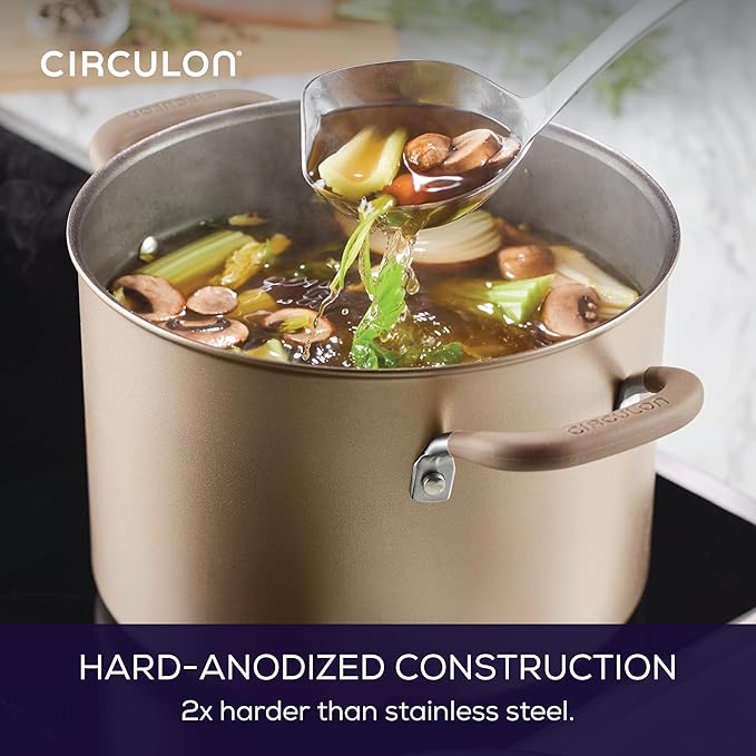 Circulon Premier Professional Hard Anodized Nonstick Cookware Induction Pots and Pans Set 8 Piece - Bronze