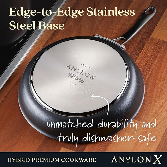 Anolon X Hybrid Nonstick Cookware Induction Pots and Pans Set Stainless steel handles 6 Piece - Dark Gray