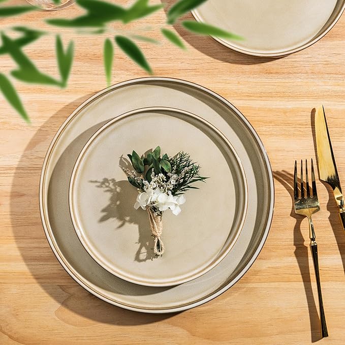 AmorArc Ceramic Dinnerware Sets Handmade Reactive Glaze Stoneware Plates and Bowls SetsHighly Chip and Crack Resistant | Dishwasher &amp Microwave Safe Dishes Set Service for 6 (18pc)