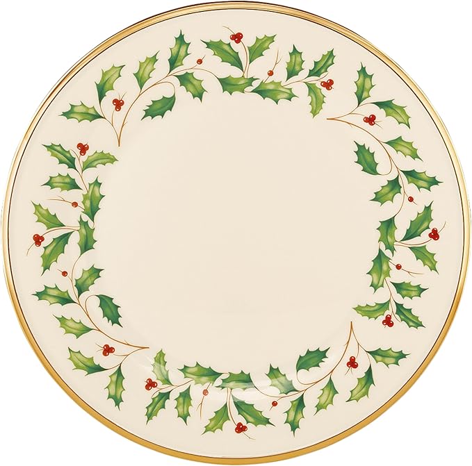 Lenox 897080 Holiday Dinnerware Dinner Plates Set of 4 Red &amp Green Christmas Hosting