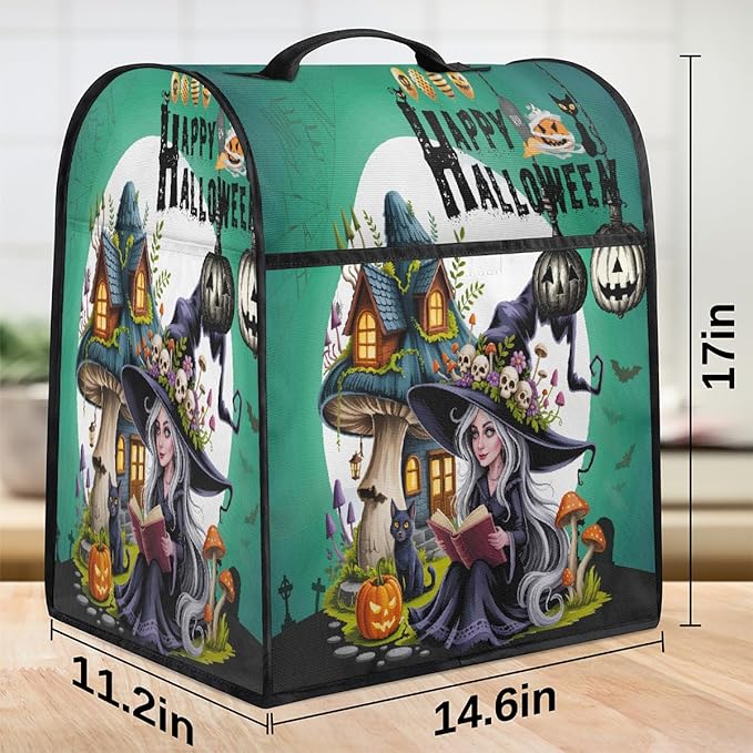 cfpolar Kitchen Aid Mixer Cover Compatible with 6-8 Quarts Halloween Witch House Stand Mixer Cover Kitchen Aid Mixers Accessories Appliance Organizer Bag Dust Covers with Zipper Pocket