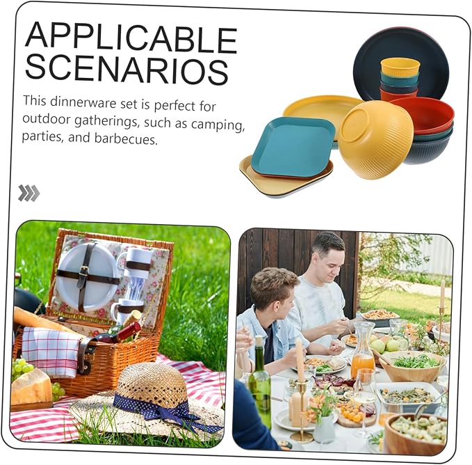 Collapsible Lightweight Unbreakable Dinnerware Set Plates Bowls Cups for Outdoor Camping Parties