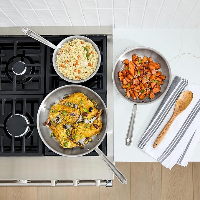 All-Clad D5® Stainless Steel Core 10 Piece Cookware Set- Made in USA- The Upgrade for Supremely Even Heat- Includes Frying Pans Saucepan Sautépan Stockpot -Oven Safe &amp Induction Compatible