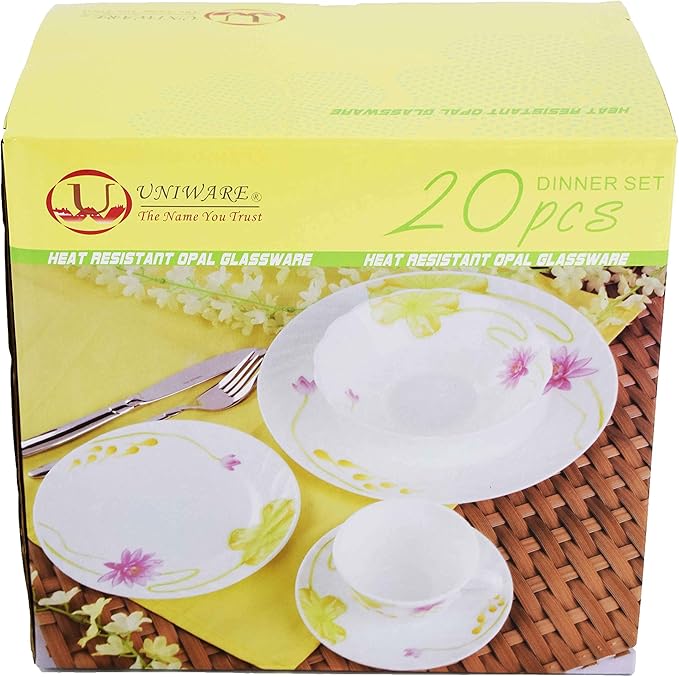 Unique Design 20 Piece Kitchen Dinnerware Set 4 Dinner Plates 4 Side Plates 4 Bowls 4 Teacups &amp Saucers set Service for 4 (Rose Flowers)