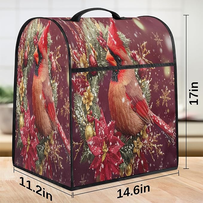cfpolar Kitchen Aid Mixer Cover Compatible with 6-8 Quarts Christmas Bird Cardinal Stand Mixer Cover Kitchen Aid Mixers Accessories Appliance Organizer Bag Dust Covers with Zipper Pocket